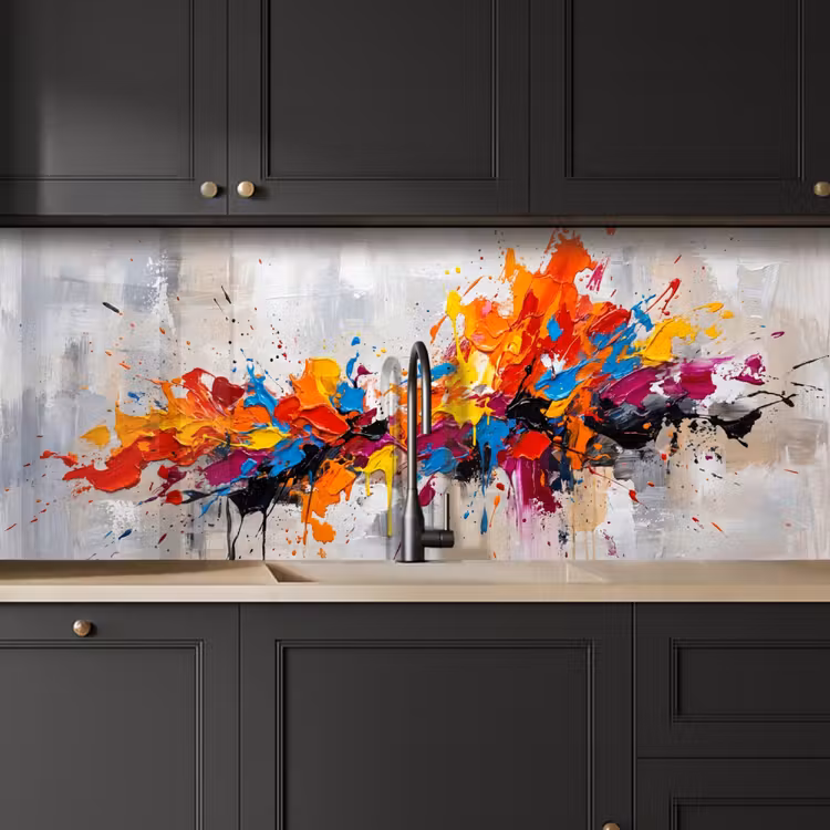 Abstract - Schilderij - Kleurrijk - Dynamisch keuken achterwand 2 middel -sfeer1