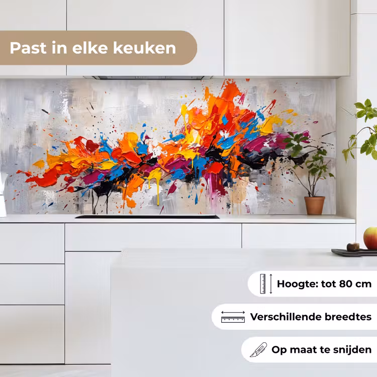 Abstract - Schilderij - Kleurrijk - Dynamisch keuken achterwand 2 middel -sfeer4_NL