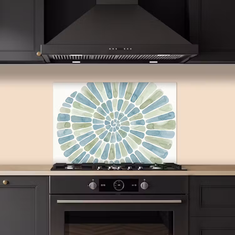 Abstract - Spiraal - Patroon - Modern - Blauw-Groen keuken achterwand spatscherm klein -sfeer1