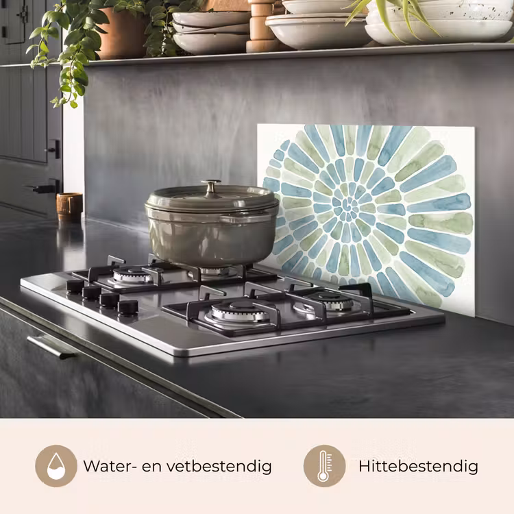 Abstract - Spiraal - Patroon - Modern - Blauw-Groen keuken achterwand spatscherm klein -usp_NL