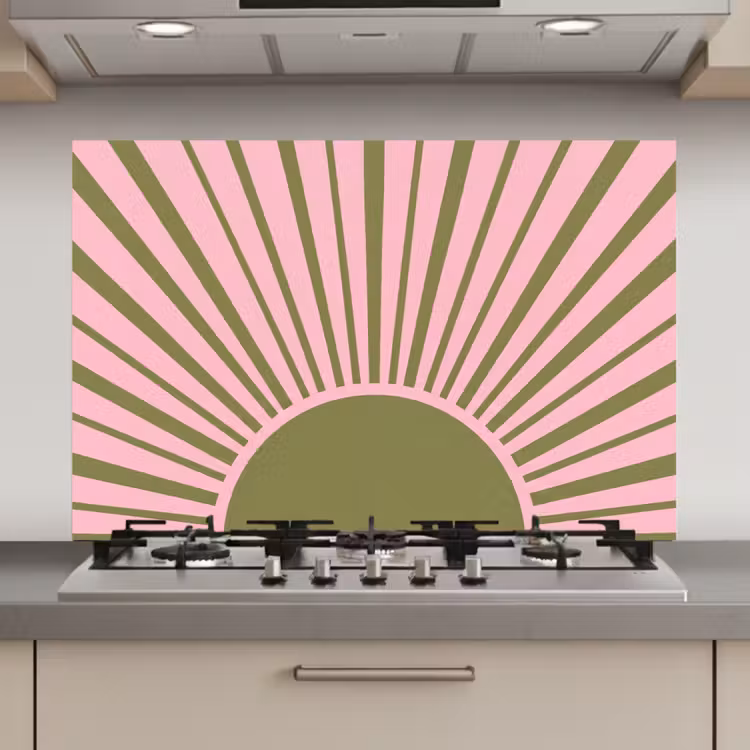 Abstract - Stralen - Grafisch - Roze - Groen keuken achterwand spatscherm klein -3d_website