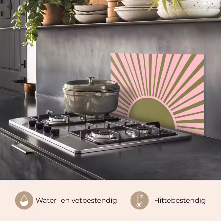 Abstract - Stralen - Grafisch - Roze - Groen keuken achterwand spatscherm klein -usp_NL