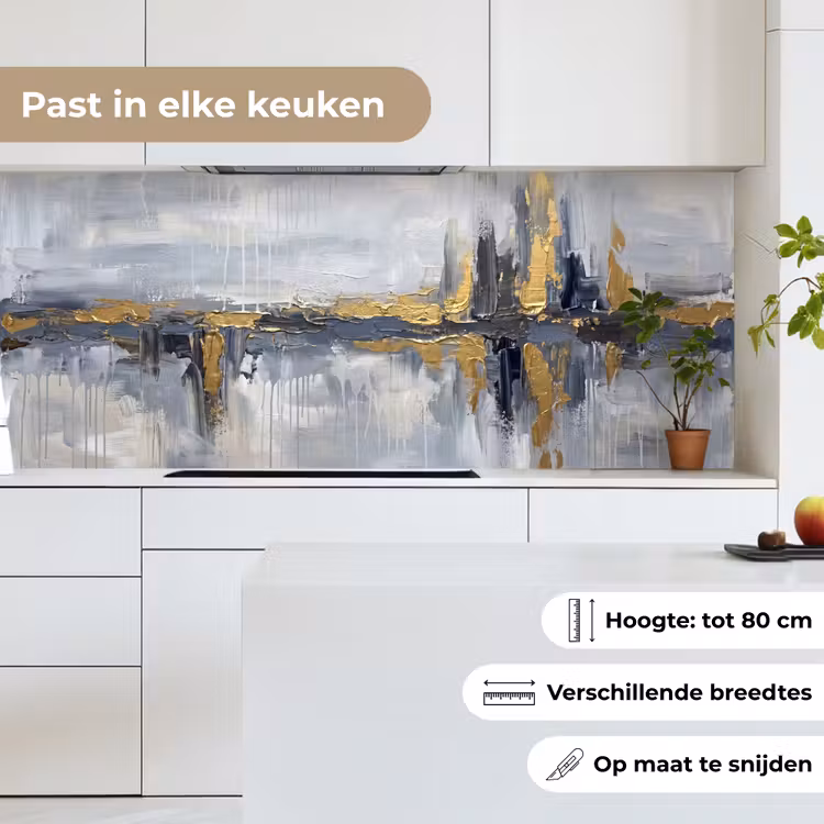 Abstract - Structuur - Goud - Grijs - Modern keuken achterwand 2 middel -sfeer4_NL