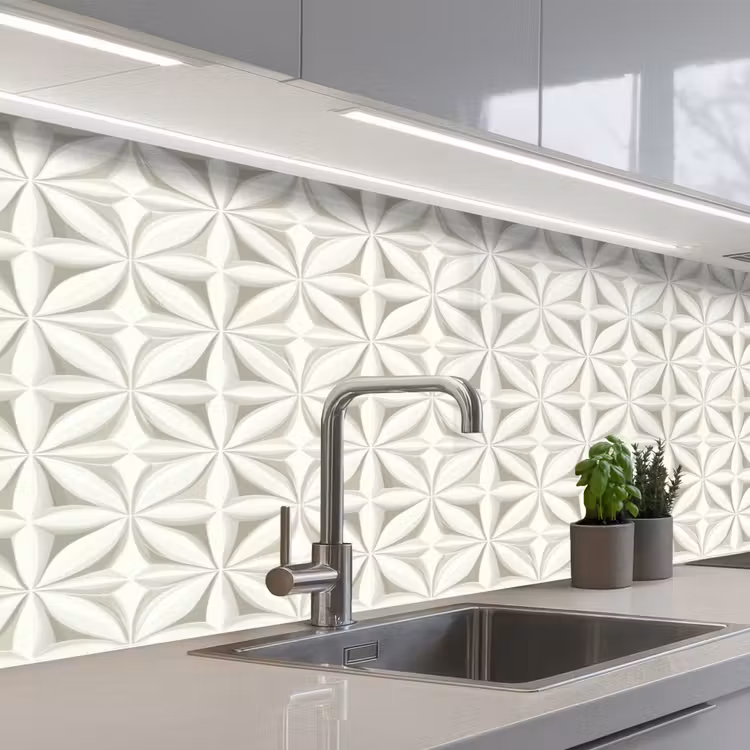 Abstract - Structuur - Grijs - Wit keuken achterwand 2 middel 871 -3d_schuin