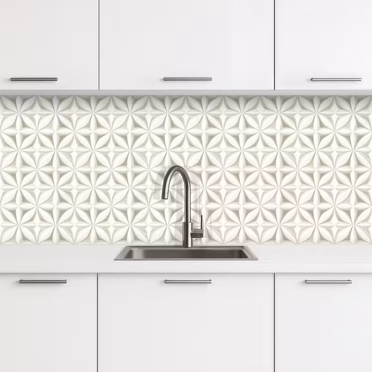 Abstract - Structuur - Grijs - Wit keuken achterwand 2 middel 871 -3d