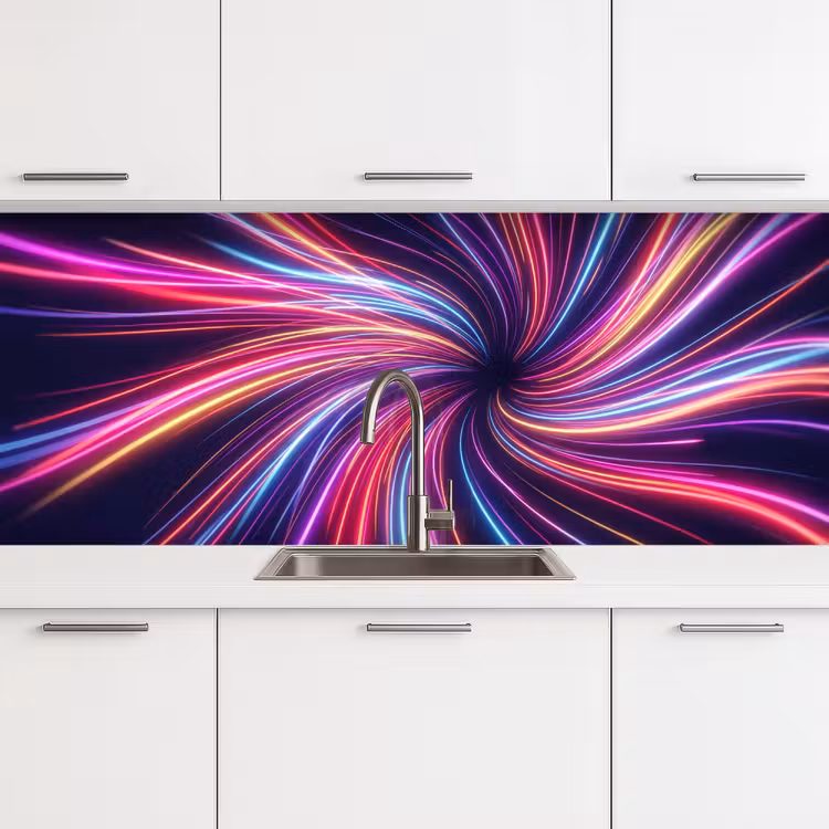 Abstract - Swirl - Futuristic - Neon keuken achterwand 2 middel -3d