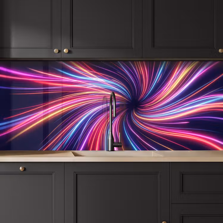 Abstract - Swirl - Futuristic - Neon keuken achterwand 2 middel -sfeer1