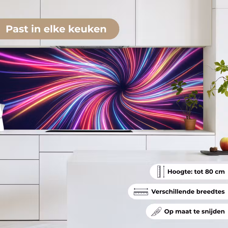 Abstract - Swirl - Futuristic - Neon keuken achterwand 2 middel -sfeer4_NL