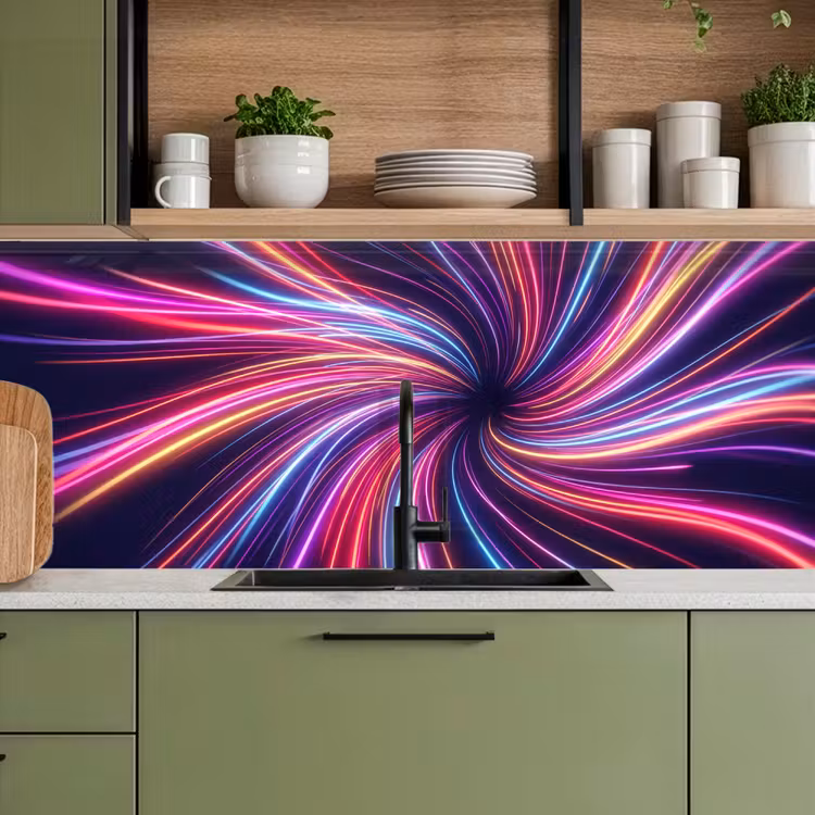 Abstract - Swirl - Futuristic - Neon keuken achterwand 2 middel -sfeer3
