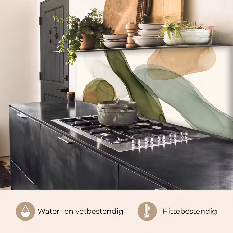 Abstract - Vormen - Modern - Kunst - Groen - Bruin keuken achterwand 2 middel -usp_NL