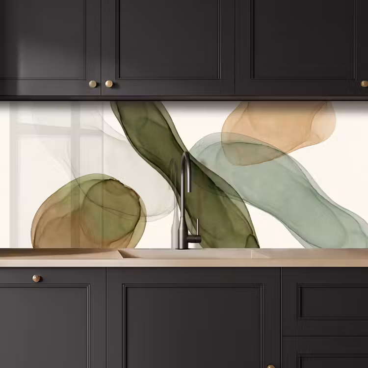 Abstract - Vormen - Modern - Kunst - Groen - Bruin keuken achterwand 2 middel -sfeer1