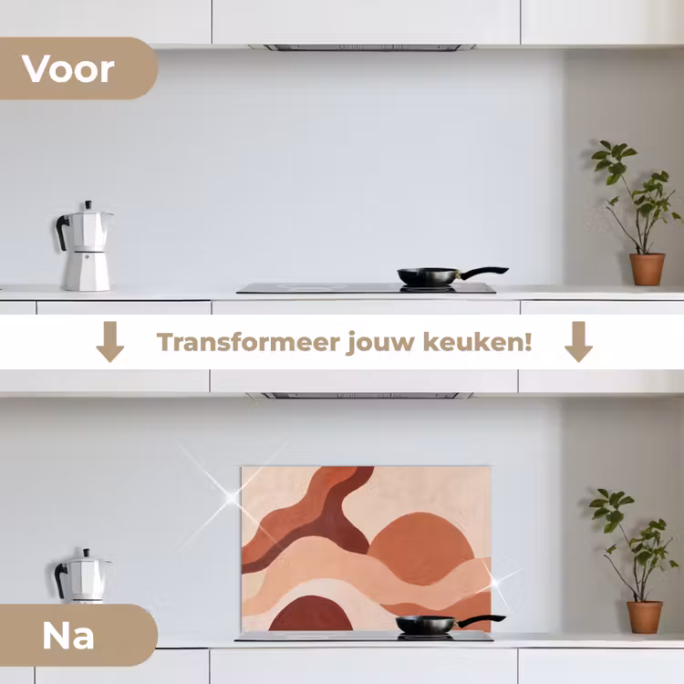Abstract - Vormen - Organisch - Aardetinten - Modern keuken achterwand spatscherm klein -voor_na_NL