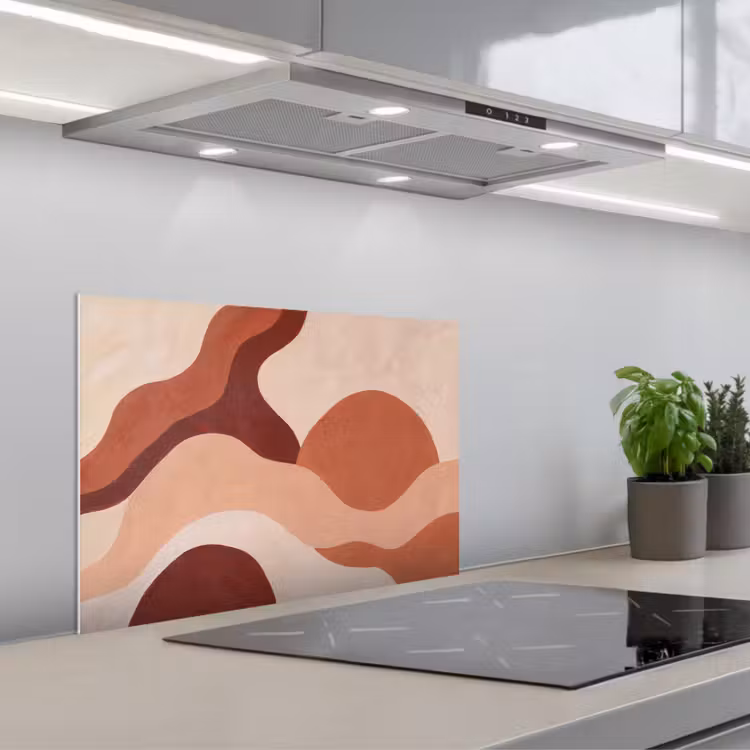 Abstract - Vormen - Organisch - Aardetinten - Modern keuken achterwand spatscherm klein -3d_schuin