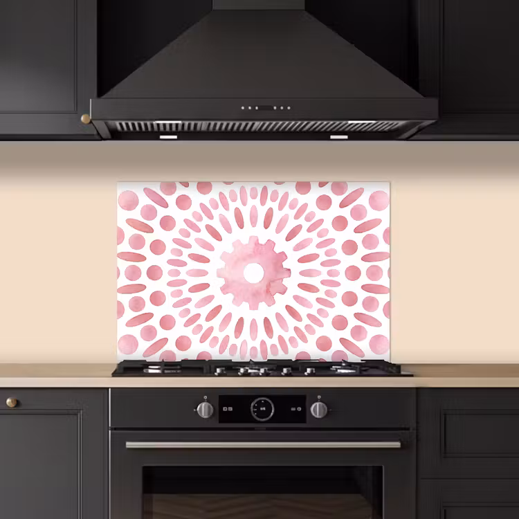 Abstract - Vormen - Patroon - Aquarel - Roze keuken achterwand spatscherm klein -sfeer1