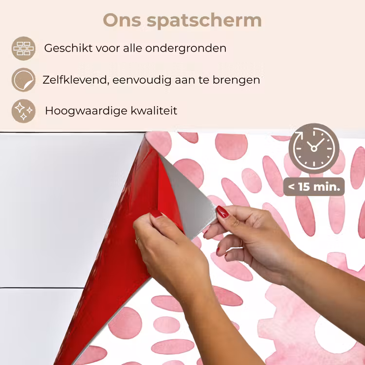 Abstract - Vormen - Patroon - Aquarel - Roze keuken achterwand spatscherm klein -spatscherm_NL