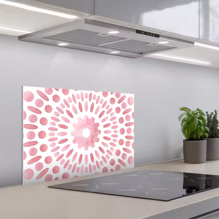 Abstract - Vormen - Patroon - Aquarel - Roze keuken achterwand spatscherm klein -3d_schuin