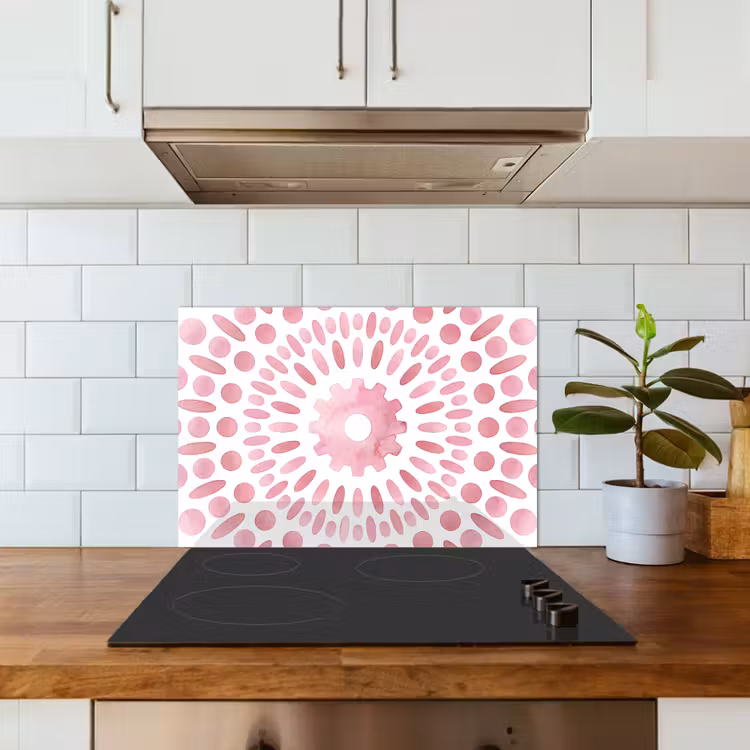 Abstract - Vormen - Patroon - Aquarel - Roze keuken achterwand spatscherm klein -sfeer2