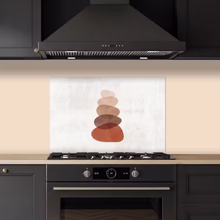 Abstractie - Gestapeld - Balans - Modern - Aardetinten keuken achterwand spatscherm klein -sfeer1