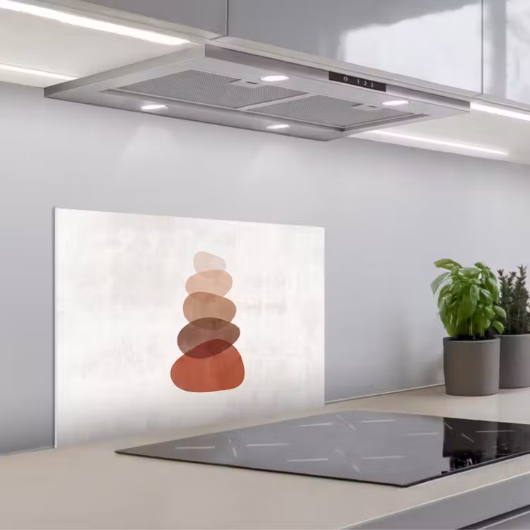 Abstractie - Gestapeld - Balans - Modern - Aardetinten keuken achterwand spatscherm klein -3d_schuin