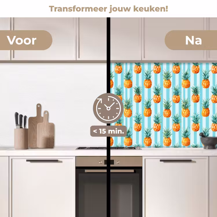 Ananas - Strepen - Groen keuken achterwand 2 middel 871 -voor-na2_NL