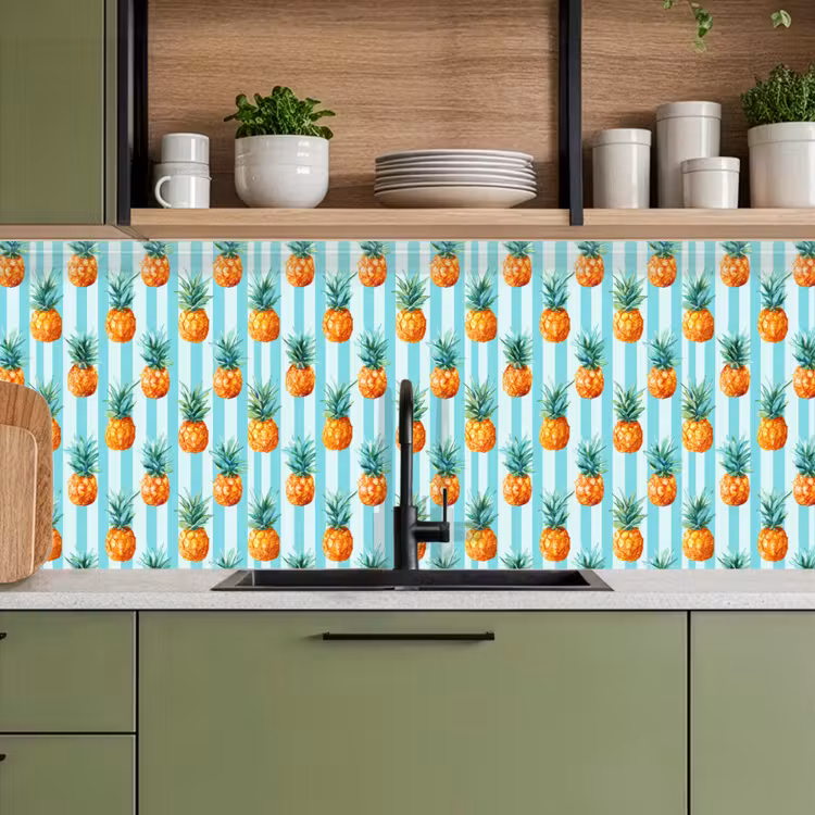 Ananas - Strepen - Groen keuken achterwand 2 middel 871 -sfeer3