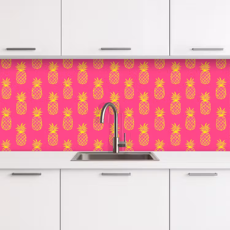 Ananas - Trendy - Roze keuken achterwand 2 middel 871 -3d