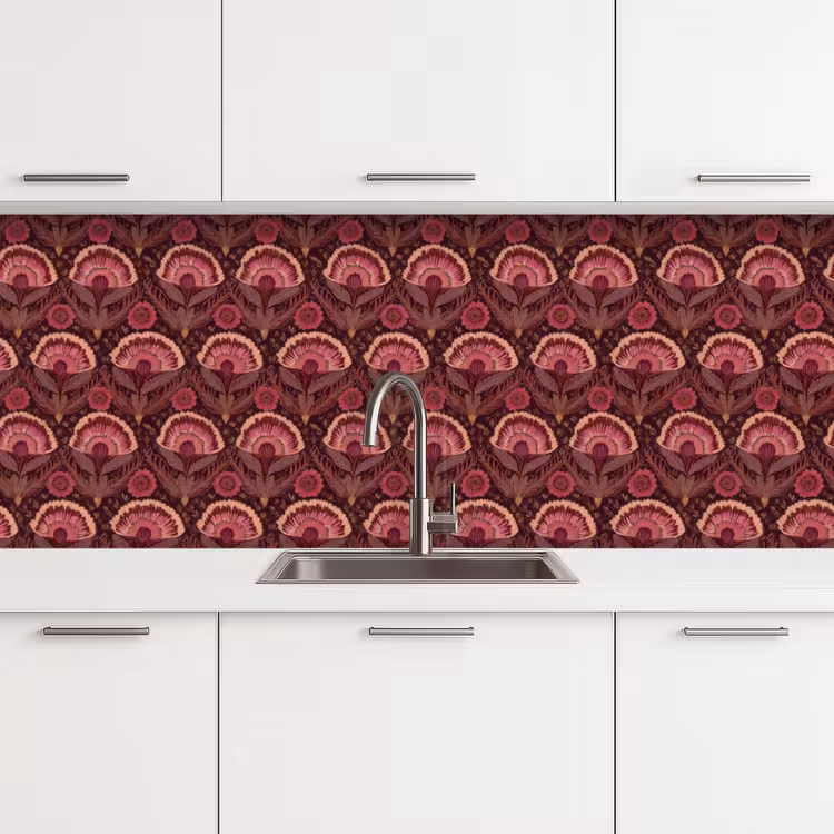 Antiek - Bloemen - Kleurrijk keuken achterwand 2 middel 871 -3d