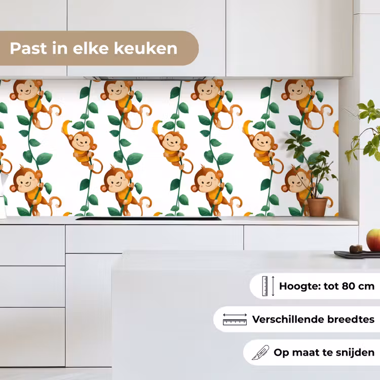 Apen - Lianen - Kleurrijk keuken achterwand 2 middel 871 -sfeer4_NL