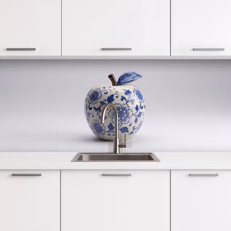 Appel - Blauw - Klassiek keuken achterwand 2 middel -3d