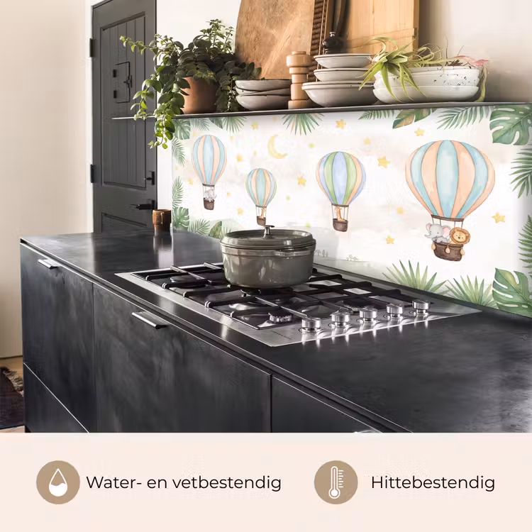 Aquarel - Luchtballonnen - Pastel keuken achterwand 2 middel -usp_NL