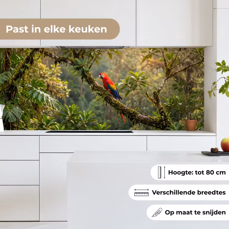 Ara - Jungle - Rood keuken achterwand 2 middel -sfeer4_NL