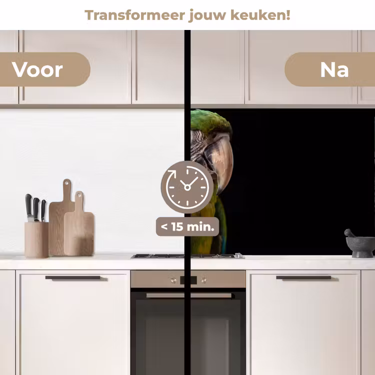 Ara - Portret - Groen keuken achterwand 2 middel -voor-na2_NL