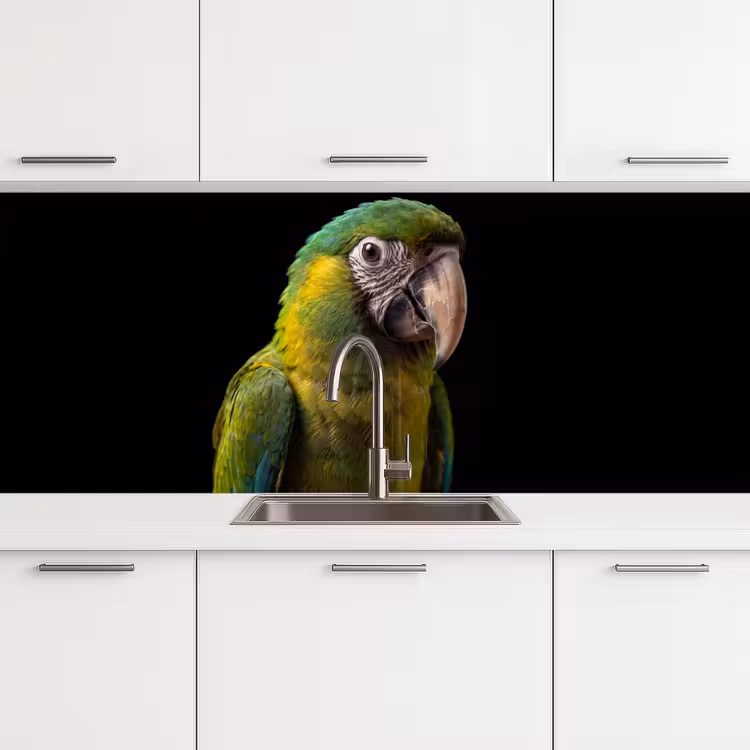 Ara - Portret - Groen keuken achterwand 2 middel -3d