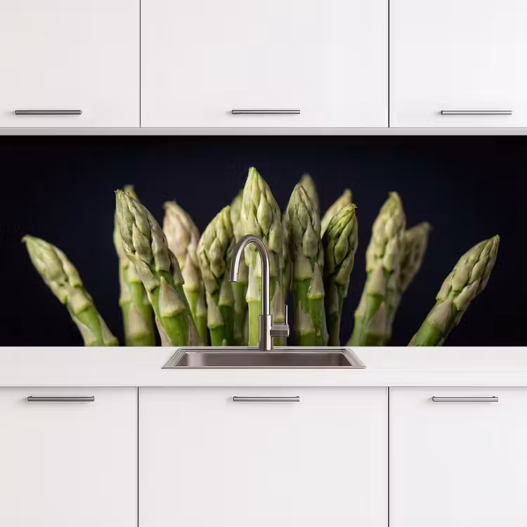 Asperges - Groen - Zwart keuken achterwand 2 middel -3d