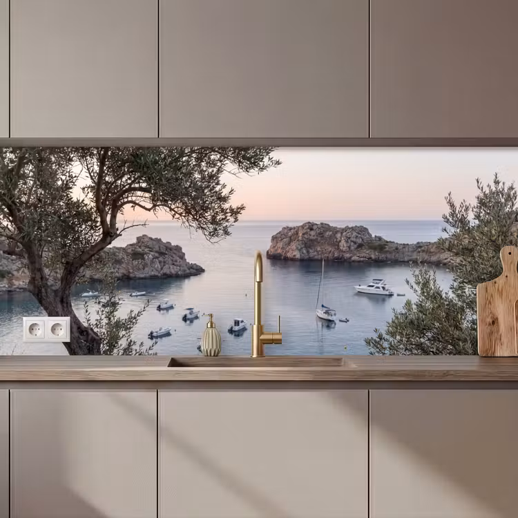 Keuken achterwand - Baai - boten - zonsondergang - Baai - boten - zonsondergang keuken achterwand 2 middel zz_3dshopping
