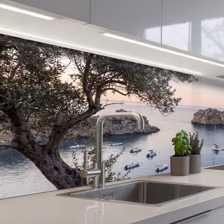 Keuken achterwand - Baai - boten - zonsondergang - Baai - boten - zonsondergang keuken achterwand 2 middel