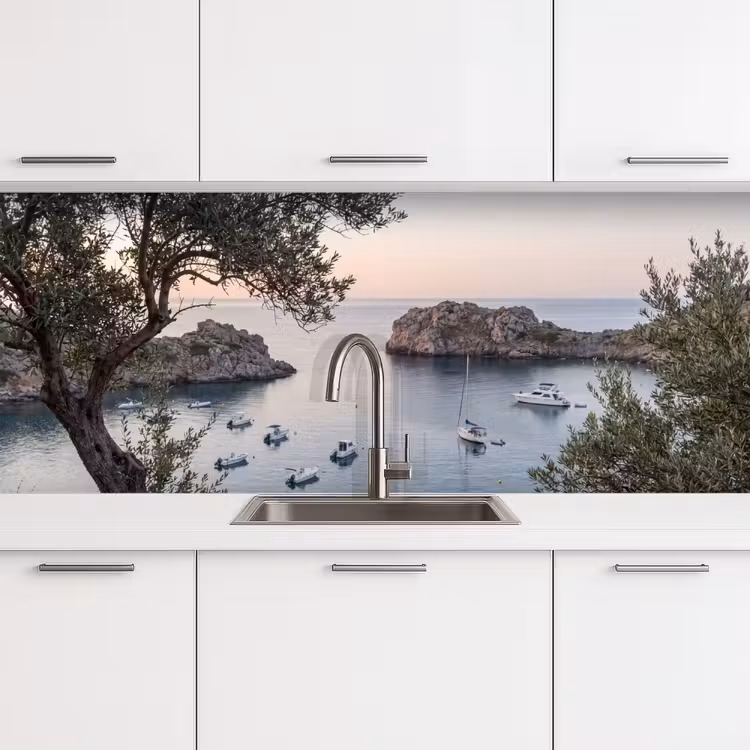 Keuken achterwand - Baai - boten - zonsondergang - Baai - boten - zonsondergang keuken achterwand 2 middel