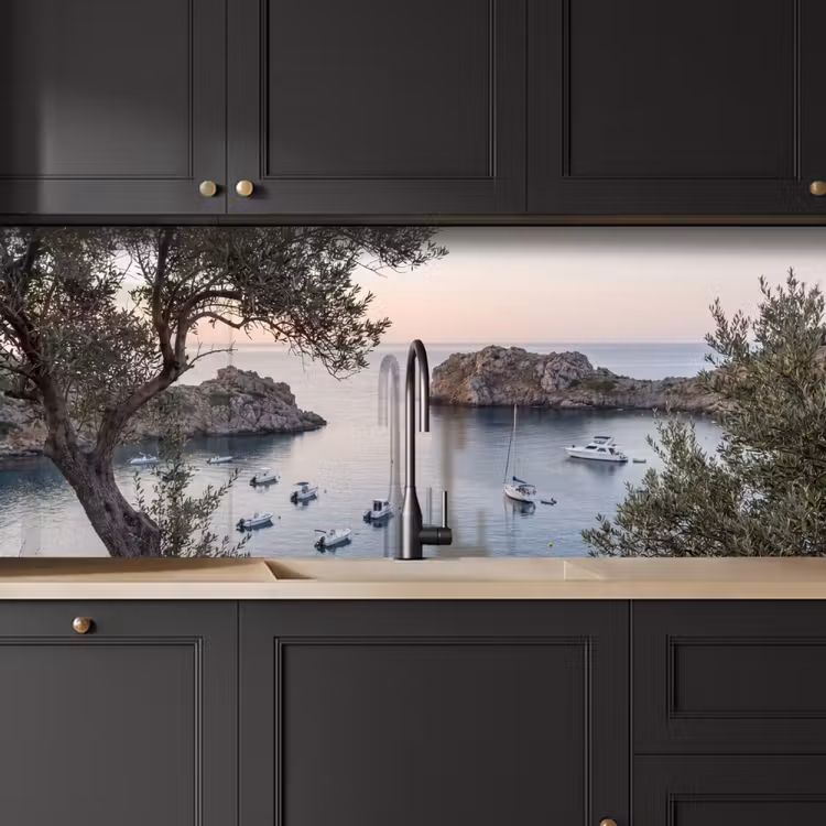 Keuken achterwand - Baai - boten - zonsondergang - Baai - boten - zonsondergang keuken achterwand 2 middel
