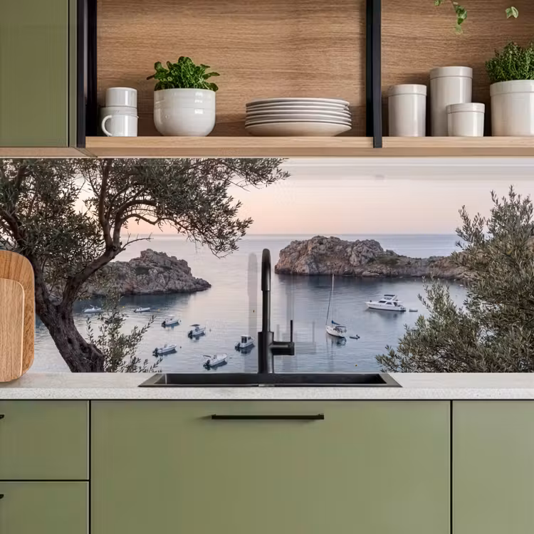 Keuken achterwand - Baai - boten - zonsondergang - Baai - boten - zonsondergang keuken achterwand 2 middel