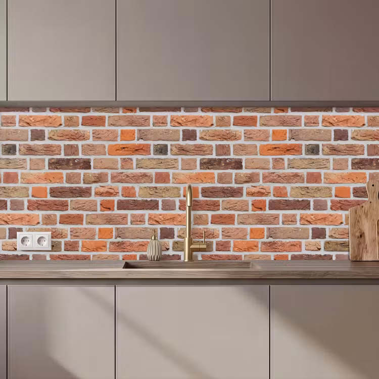 Bakstenen - Aardetinten - Muur - Rustiek keuken achterwand 2 middel 871 zz_3dshopping