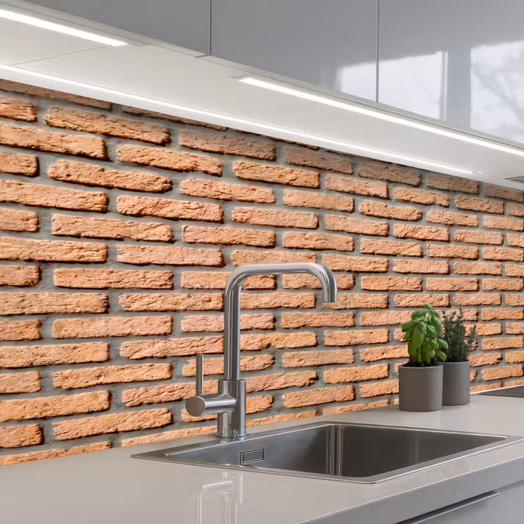 Bakstenen - Rechthoekig - Rood - Muur keuken achterwand 2 middel 871 -3d_schuin