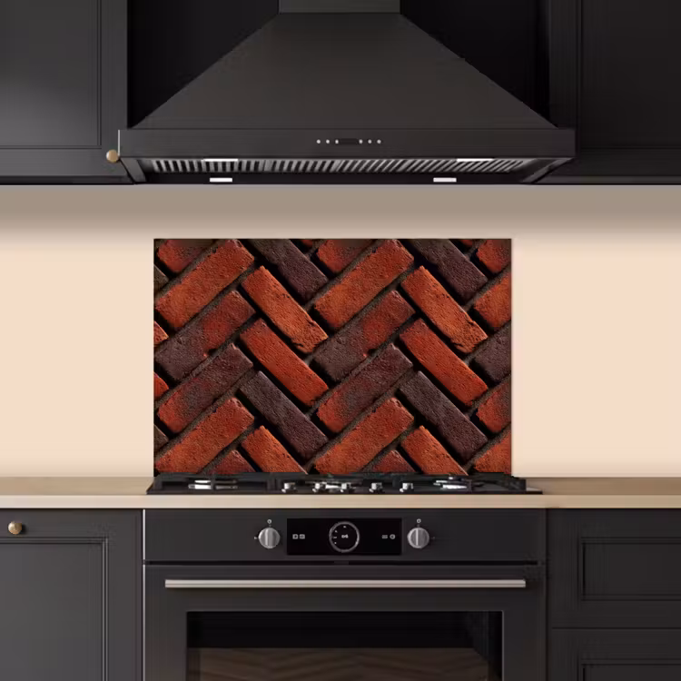 Bakstenen - Visgraat - Structuur - Roodbruin keuken achterwand spatscherm klein 900 -sfeer1