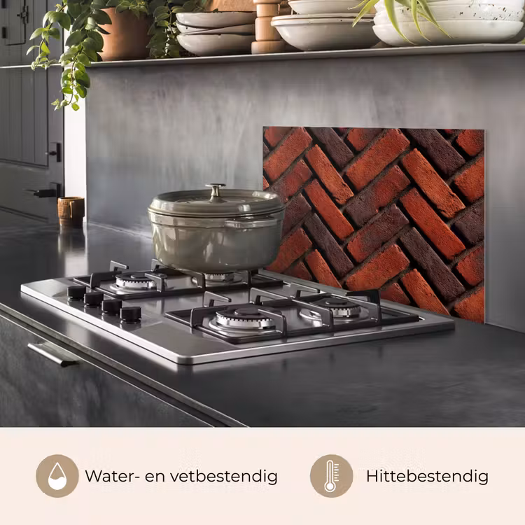 Bakstenen - Visgraat - Structuur - Roodbruin keuken achterwand spatscherm klein 900 -usp_NL