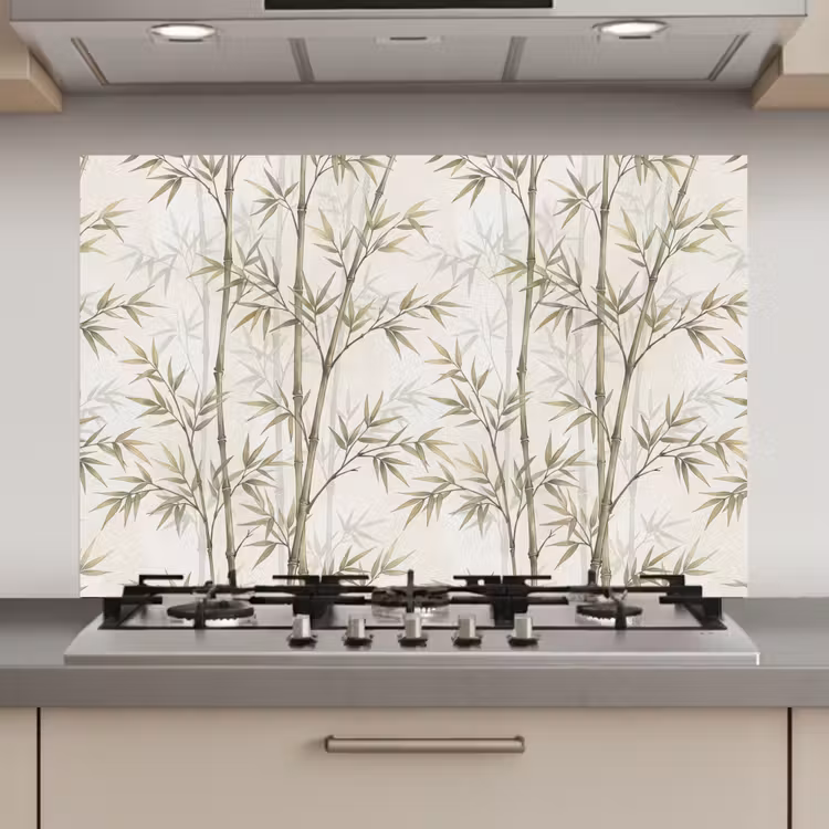 Bamboe - Bladeren - Natuur - Aquarel - Groen keuken achterwand spatscherm klein -3d_website