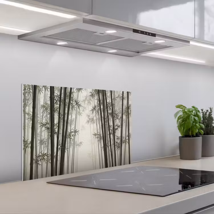 Bamboe - Bos - Mist - Natuur keuken achterwand spatscherm klein -3d_schuin