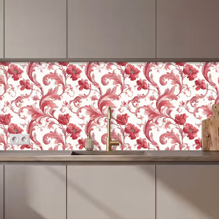 Barok - Patroon - Rood keuken achterwand 2 middel 871 zz_3dshopping