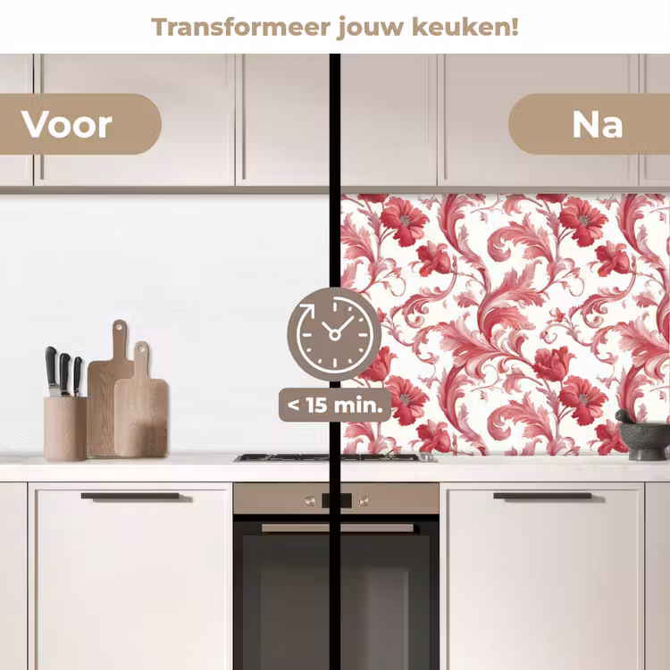 Barok - Patroon - Rood keuken achterwand 2 middel 871 -voor-na2_NL