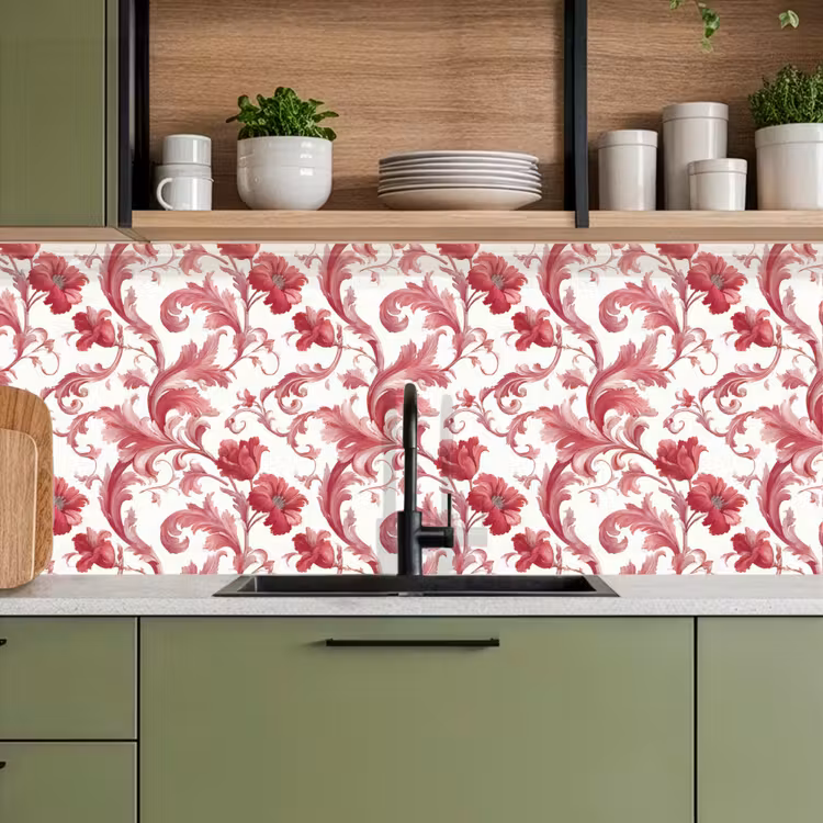 Barok - Patroon - Rood keuken achterwand 2 middel 871 -sfeer3