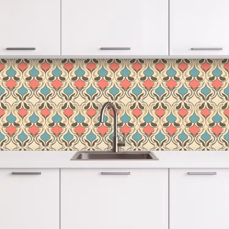Barok - Retro - Kleurrijk keuken achterwand 2 middel 871 -3d