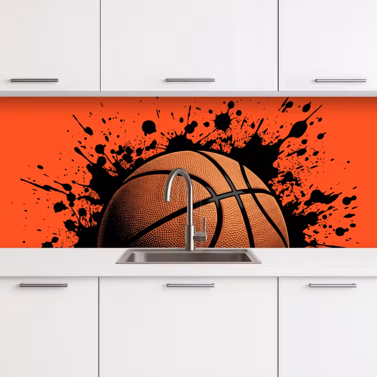 Basketbal - Verf - Sport - Oranje keuken achterwand 2 middel -3d